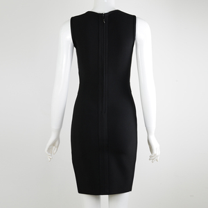 Nueva llegada señoras <span class=keywords><strong>Mini</strong></span> Moda Para vestido de vendaje verano venta al por mayor Eco-Friendly Sexy Club vestidos Deep V Metal cadena hebilla - Product Image 3