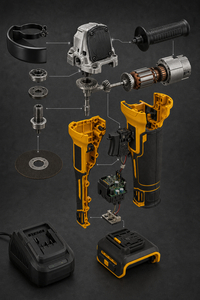 Meuleuse d'angle sans fil 18V avec batterie 6Ah et contrôle de vitesse variable ; Idéale pour l'élimination de la rouille, la découpe de métaux, le meulage du béton - Product Image 5
