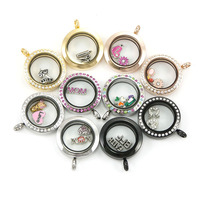 Pendentif Médaillon Flottant en Acier Inoxydable de Haute Qualité avec Fenêtre en Verre Rond pour Mémoire, Collier Médaillon