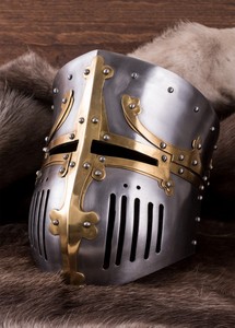 Casco de Acero de Cruzado del Siglo XIII, Hecho a Mano, Estilo Medieval Antiguo, con Forro de Cuero, para Colección - Product Image 6