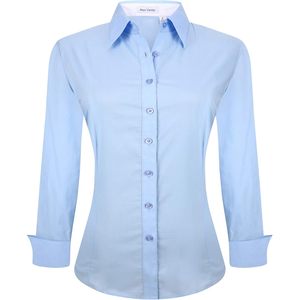 เสื้อเชิ้ตผู้หญิงสั่งตัดได้ แขนยาว ทรงปกติ ผ้าป๊อปลิน รีดง่าย สไตล์คลาสสิก เหมาะสำหรับทำงาน - Product Image 1