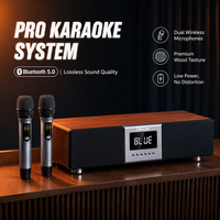 Sistem Karaoke Rumah OKON E18 5 Unit Speaker Driver dengan Mikrofon Nirkabel Ganda Terintegrasi Speaker Kayu untuk Pesta Rumah KTV