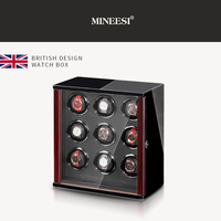 Remontoir de montre automatique de luxe MINEESI personnalisé à 6 emplacements, écran tactile, laque noire piano, intérieur en cuir PU, protection intégrée