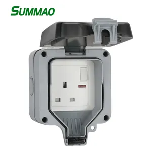 Wholesale Electrical Outdoor Waterproof Replaceable Socket Module Weatherproof Power Outlet for Garden Courtyard UK Wall Socket