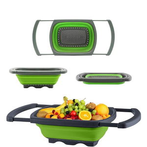 Panier de drainage pliable pour fruits et légumes en PP + TPR, rétractable et pliable, gadget de cuisine très vendu - Product Image 1