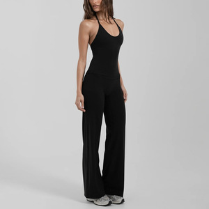 Set Personalizzato <span class=keywords><strong>con</strong></span> Pantaloni Morbidi a Gamba Dritta e Top Regolabile <span class=keywords><strong>con</strong></span> Schiena Aperta, Completo Fitness Yoga <span class=keywords><strong>con</strong></span> Pantaloni a Zampa per Donna - Product Image 4