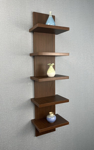 Estante <span class=keywords><strong>de</strong></span> esquina con montaje en pared, repisa flotante <span class=keywords><strong>de</strong></span> madera rústica <span class=keywords><strong>de</strong></span> 5 niveles para dormitorio, sala <span class=keywords><strong>de</strong></span> estar, baño, cocina y oficina - Product Image 4