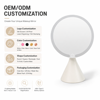 Miroir de Maquillage LED Rond Intelligent Rechargeable avec Rotation à 90 Degrés, Contrôle Tactile et Intensité Réglable pour Coiffeuse de Bureau
