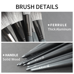 Bộ cọ trang điểm chuyên nghiệp 12 chiếc màu đen nhãn hiệu riêng, lông mềm, cán gỗ, chất lượng cao, tổng hợp, số lượng đặt hàng tối thiểu thấp, logo tùy chỉnh - Product Image 4