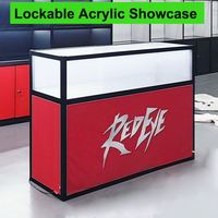 Tables de promotion portables en aluminium avec éclairage LED, pupitre d'exposition en acrylique rétroéclairé, comptoir pour salon professionnel