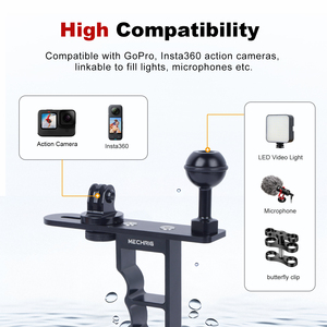 <span class=keywords><strong>Estabilizador</strong></span> de mano de montaje de cámara de acción de aleación de aluminio para <span class=keywords><strong>GoPro</strong></span> Insta360 con adaptador de cabeza de bola de 1/4 "-3/8"-1" - Product Image 5
