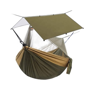 210T Parachute Nylon Extérieur Léger <span class=keywords><strong>Hamac</strong></span> Suspendu Survie Camping <span class=keywords><strong>Hamac</strong></span> avec Pluie Fly <span class=keywords><strong>Tarp</strong></span> <span class=keywords><strong>Moustiquaire</strong></span> - Product Image 1