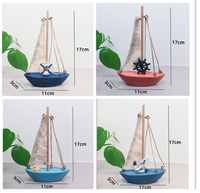 Modèle de voilier en bois méditerranéen, mini-ornement nautique, décoration vintage de voilier en toile pour table de maison