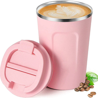 Mug à café isotherme à double paroi en acier inoxydable 304 avec couvercle, personnalisable avec logo, 380 ml, 510 ml, pour le voyage et le bureau