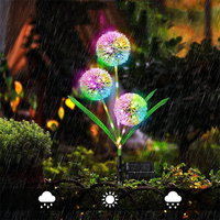 Lampu LED bunga Dandelion dekorasi taman tahan air, lampu LED pasak surya luar ruangan dekorasi tahan air