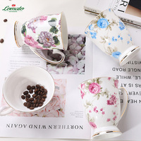 Ensemble de tasses à café en céramique de haute qualité, design floral, en porcelaine fine, avec finition émaillée, style nordique, personnalisable, idéal comme cadeau créatif.