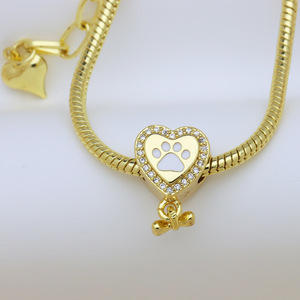 HD355, Colgante de Oro de 18K con Forma de Corazón y Pata de Oso, con Circonitas de Colores, para Pulseras y Collares DIY, Accesorios para Mujer - Product Image 5