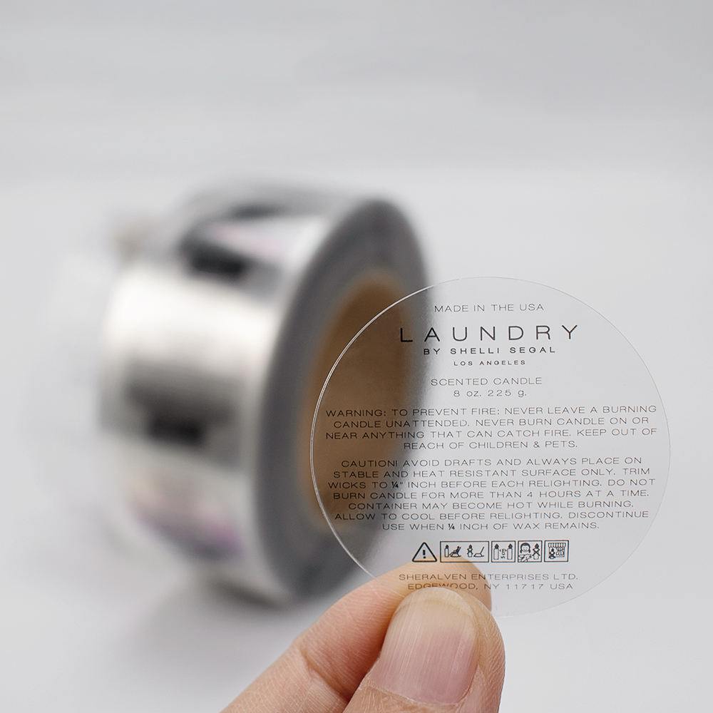 Exemple d'autocollant transparent en PET/BOPP avec pelliculage brillant