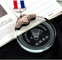 Médaille en cristal personnalisable DT-R113 en gros - Disponible en tailles 60mm/70mm/80mm, idéale pour les galas annuels, service de gravure gratuit