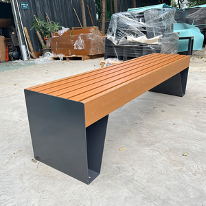 Banc d'extérieur de la meilleure qualité Banc en bois massif Cadre en métal Mobilier public Banc de patio Parc Jardin Utilisation - Product Image 4