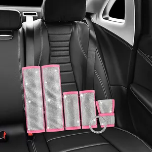 Shining Bling Auto Seat Belt Cover Handbrake Cover Shift Gear Knob Cushion Crystal Diamond Car Accessories