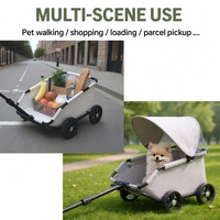 Poussette et chariot de courses 2 en 1 pour animaux de compagnie, pliable, chariot à roulettes pour chien et chat avec auvent amovible pour animaux de compagnie de petite et moyenne taille