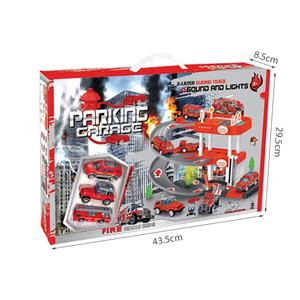 Estación de Bomberos de <span class=keywords><strong>Juguete</strong></span> con Pista Deslizante de 2 Niveles, Estacionamiento para Niños, <span class=keywords><strong>Garaje</strong></span> de Aleación para Autos con Luces y Sonidos - Product Image 6