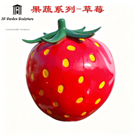 Sculpture de grande fraise en fibre de verre personnalisée pour décoration extérieure de ferme ou de jardin, taille et couleur sur mesure pour fêtes, maison ou bureau