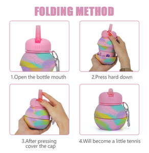 Bouteille d'Eau Pliable Sans BPA pour Enfants, Design Ballon en Silicone, <span class=keywords><strong>Gourde</strong></span> de <span class=keywords><strong>Sport</strong></span> Pliante, Logo <span class=keywords><strong>Personnalisé</strong></span>, École, Voyage pour Enfants - Product Image 4