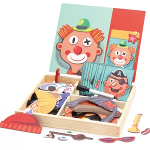 木制磁性拼图玩具幼儿工艺玩具益智游戏儿童双面画架
