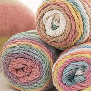 Hot sale cotton and acrylic blend rainbow color fancy soft yarn ball current stock