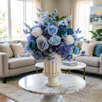 Boule de fleurs artificielles en soie bleue en gros pour centre de table et décoration de fond d'anniversaire de fille