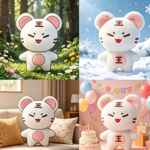 Porte-clés en peluche tigre blanc mignon personnalisable, mini poupée tigre douce, breloque de sac pour souvenirs d'entreprise et ventes au détail - Product Image 3