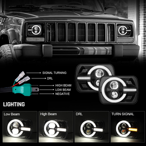 Faro Delantero Cuadrado de 5x7 Pulgadas con Diseño Nuevo y Aprobación DOT de LOYO, Luz de Circulación Diurna, Protector de Faro Delantero de 5 Pulgadas para Camioneta, para Jeep Cherokee XJ - Product Image 2