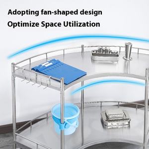 구강 치과 임플란트 수술실 장비 테이블 스테인리스 스틸 팬형 치료 카트 곡선형 병원 의료 카트 - Product Image 2