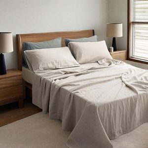 Set di 4 <span class=keywords><strong>Lenzuola</strong></span> King Size in Puro Lino <span class=keywords><strong>Francese</strong></span> 300TC Certificato OEKO-TEX, Morbide, Durevoli, Antistrappo e Traspiranti - Product Image 6
