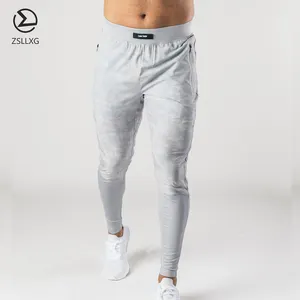 Pantalone sportivo da uomo di alta qualità con foro in tessuto elasticizzato a quattro vie traspirante da palestra ad asciugatura rapida abbigliamento fitness con tasche con zip