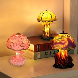 Colorful Mushroom Table Lamp E27 LED Desk Ornament European Style Home Decor <b>Switch</b> Control 25000 Hours Lifespan - Product Image 1