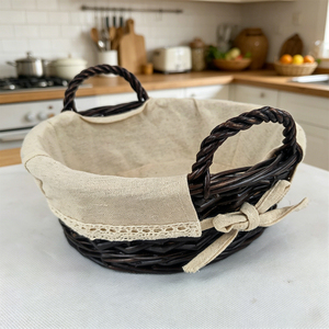 Ensemble de paniers en osier rustiques <span class=keywords><strong>avec</strong></span> doublure amovible, panier de rangement tissé à la main pour la décoration de la maison, organisateur, panier à fruits, panier cadeau - Product Image 1