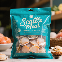 Vente en gros de sacs d'emballage d'aliments congelés laminés personnalisés Pochette plate avec fenêtre profilée et trou de suspension pour sac en mylar de fruits de mer