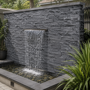 Revêtement mural extérieur UnionStone en pierre naturelle noire de haute qualité, moderne, durable et écologique, avec surface fendue - Product Image 6