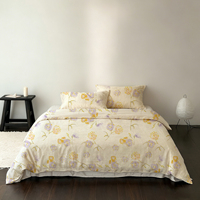 Ensemble de literie 4 pièces en coton 100% avec imprimé floral aquarelle, housses de lit personnalisables de qualité supérieure avec housse de couette pour la maison et l'hôtel