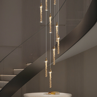 Lustre en cristal pour escalier, hall de villa, loft, long lustre suspendu au plafond, luminaire suspendu