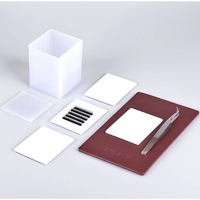 Kit d'extension de cils Palette de cils magnétique Support de pince à épiler Boîte en acrylique Tuile de cils en cuir PU avec aimant