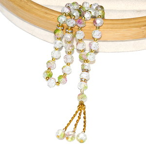 9 нитей, разноцветные мусульманские ледяные хрустовые четки, стеклянные бусины для браслета Tasbih, религиозные ежедневные подарки для молитв - Product Image 6