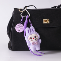 Porte-clés en peluche Bubu rose Kawaii, pendentif de dessin animé, écologique et durable, pour sac d'école, cadeau