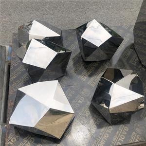 Stainless Steel Abstract Stone Sculpture Irregular Mirror Finish Floor Mount Outdoor Garden Ornament - Product Image 1