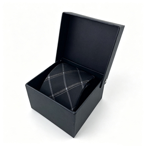 Cravatta da Uomo in Seta Blu Antracite per Ufficio, Affari, Matrimoni, Feste, Uso Quotidiano, Regalo per lo Sposo - Product Image 4