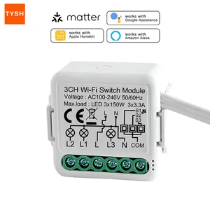 El mini interruptor de luz inalámbrico Wifi de TYSH Matter Smart Home funciona con el módulo Universal Diy del asistente de Alexa/Google