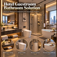 Ensemble complet de salle de bain CE pour projets hôteliers, toilettes en céramique, meuble-lavabo en bois massif, système de douche, fabrication sur mesure OEM ODM, luxe